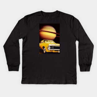 Classic Car in Outer Space Kids Long Sleeve T-Shirt